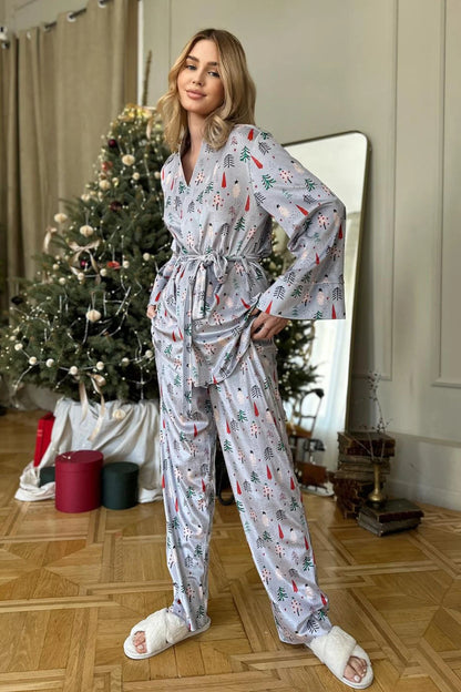 Çam Ağaçları Kadife İkili Takım